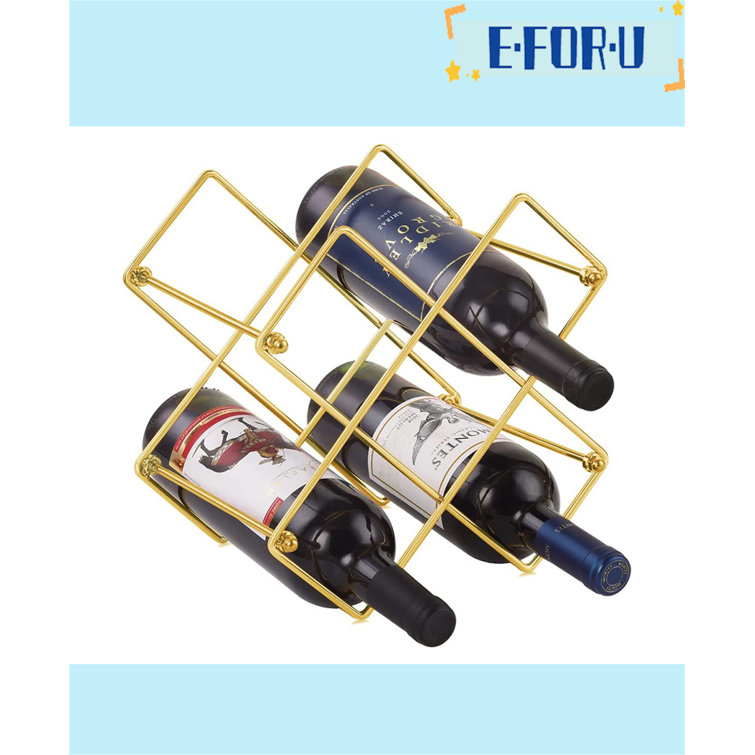 E.FOR.U 6 Bottle Tabletop Wine Bottle Rack in Gold Wayfair